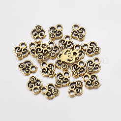 合金チャーム  ハート  鉛フリー及びカドミウムフリー  アンティーク黄金  10x8x2mm  穴：1.5mm&nbsp;PALLOY-EA10673Y-AG