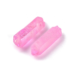 3本の電気メッキ天然水晶ビーズ連売り  染め  ナゲット  虹メッキ  20~39x5~12mm  穴：1~1.5mm&nbsp;G-FS0001-53