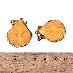 Electroplate Natural Scallop Shell Pendants&nbsp;SSHEL-Q100-20KCG