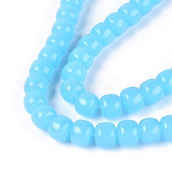 ジェイド風ガラスビーズ連売り  コラム  ライトスカイブルー  9.5~10x8mm  穴：1~1.2mm  約45~49個/連  14.17~16.14インチ（36~41cm）&nbsp;GLAA-Q106-02A-A05