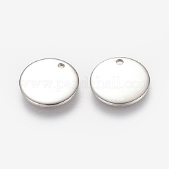 変色しにくい304ステンレススチール製刻印入りブランクタグチャーム  フラットラウンド  ステンレス鋼色  13x1mm  穴：1mm&nbsp;STAS-K149-03D