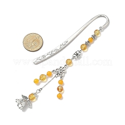 3Pcs Natural Quartz Crystal & Amethyst & Malaysia Jade Round Beads & Alloy Angel Bookmarks&nbsp;AJEW-JK00392