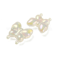 夜光UVメッキレインボー虹色アクリルビーズ  暗闇で光る  蝶  淡黄色  30x29x10.5mm  穴：2mm&nbsp;LS-OACR-F006-03G