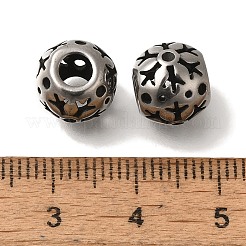 304ステンレススチールヨーロピアンビーズ  大穴ビーズ  花とロンデル  アンティークシルバー  10x8.5mm  穴：4mm&nbsp;STAS-D191-12E-AS