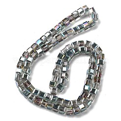 電気メッキガラスビーズセット  キューブ  多面カット  ダークシアン  7x7x7mm  穴：1.4mm  約99個/連  27.44''（69.7センチメートル）&nbsp;EGLA-H108-01A-HP01