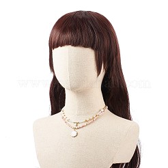 2 個 2 スタイル ナチュラル ピンク オパール & オパライト ビーズ ネックレス セット  クリア キュービックジルコニア ティアドロップ & シェル チャーム ネックレス 女性用  15.91~16.30インチ（40.4~41.4cm）  1個/スタイル&nbsp;NJEW-JN04001