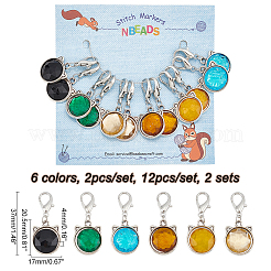 Acrylic Rhinestone Cat Head Charm Locking Stitch Markers&nbsp;HJEW-PH01833