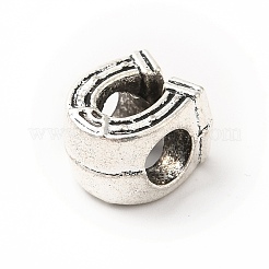 チベット風合金ヨーロピアンビーズ  大穴ビーズ  馬蹄  アンティークシルバー  11x9x7mm  穴：4.7mm  約490個/500g&nbsp;PALLOY-P293-105AS