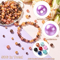 50g ABSプラスチック模造真珠ビーズ  ラウンド  暗赤色  6~10x5~9mm  穴：1.8~2.5mm&nbsp;KY-YW0002-01A