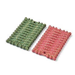 アクリルパーツ  模造ラタン編み風  長方形  ミックスカラー  48.5x29~30x4mm  穴：2mm&nbsp;OACR-X0009-01