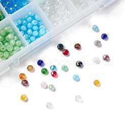 24色の電気メッキガラスビーズ  不透明なソリッドカラー  ABカラーメッキ  多面カット  ロンデル  ミックスカラー  6x5mm  穴：1mm  24色  50個/カラー  1200個/箱&nbsp;EGLA-JP0002-04B-6mm
