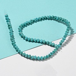 染め合成ターコイズビーズ連売り  菱形  ダークターコイズ  4.5~5x5.5~6x5.5~6mm  穴：1.5mm  約79個/連  14.76インチ（37.5cm）&nbsp;G-G075-C02-02
