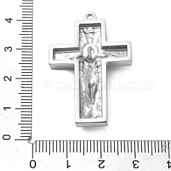 304ステンレスペンダント  イエスのチャームと十字架  変色防止  ステンレス鋼色  38x25.5x5.5mm  穴：1.8mm&nbsp;STAS-Z121-42A-P