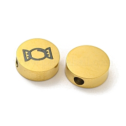 ハロウィーンテーマ 304 ステンレススチールビーズ  18KGP本金メッキ  フラットラウンド  キャンディ  8x3mm  穴：2mm&nbsp;LS-STAS-M069-01M-G