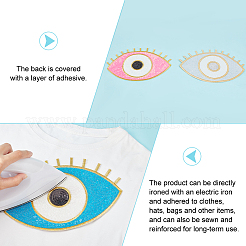 4Pcs 4 Colors Evil Eye Polyester Paillette Appliques&nbsp;PATC-GA0001-16