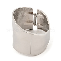 女性用合金プレーンバングル  プラチナ  内径：2-3/8x2-1/8インチ（6.1x5.3cm）&nbsp;BJEW-L629-15P