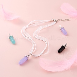 3Pcs 3 Colors Imitation Jade Glass Pointed Pendants&nbsp;GLAA-FS0001-04