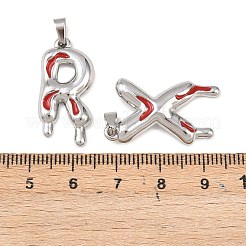 304ステンレススチールエナメルペンダント  26文字  ステンレス鋼色  26.5~27.5x5.5~17x2.8~3.3mm  穴：4.5x3mm&nbsp;STAS-Z174-01P