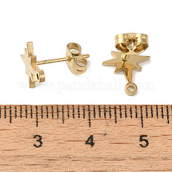 イオンプレーティング（IP）304ステンレススチールスタッドピアス金具  スター  ゴールドカラー  12x9.5~11mm  穴：1.2mm  ピン：0.7x11mm&nbsp;X-STAS-I206-57G