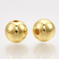 ABSプラスチックビーズ  ラウンド  金メッキメッキ  11.5~12x11~11.5mm  穴：2mm  穴：2~2.5mm  約560個/500g&nbsp;OACR-S032-12mm-01