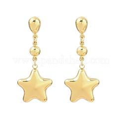 304ステンレススチールダングルスタッドピアス  ゴールドカラー  スター  48.5x20.5mm&nbsp;LS-EJEW-P325-04A-G