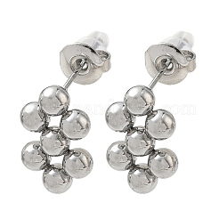 304ステンレススチール製ラウンドボールスタッドピアス  六角  ステンレス鋼色  15x10mm&nbsp;LS-SA-CBA5A9C-02P