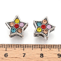 合金ラインストーンのヨーロッパのビーズ  大穴ビーズ  スター  カラフル  12x13x8.5mm  穴：4.5mm&nbsp;FIND-N009-17B-AS