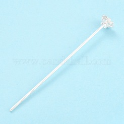 合金かんざしヘアスティックパーツ  ヘアDIYアクセサリーのヴィンテージ装飾  花  銀  125x14.5mm  トレイ：11mm  ピン：2.5mm&nbsp;FIND-O002-02S