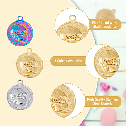 18Pcs 3 Colors 201 Stainless Steel Pendants&nbsp;STAS-DC0013-72