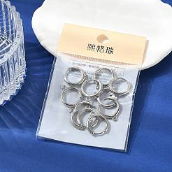 シェグレース 真鍮製マイクロパヴェ クリアキュービックジルコニア フープピアス金具  カドミウムフリー、ニッケルフリー、鉛フリー、ループ付き  プラチナメッキ  15~16x14x2.5mm  穴：1.5mm&nbsp;XGR0155P-95P