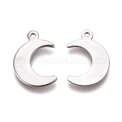 変色しにくい304ステンレススチールペンダント  ムーン  ステンレス鋼色  16x11x0.9mm  穴：1.5mm&nbsp;A-STAS-L234-091P