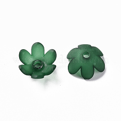 つや消しアクリルビーズキャップ  6花びら  花  濃い緑  14x6mm  穴：2mm  約1660個/500g&nbsp;MACR-S371-07A-735