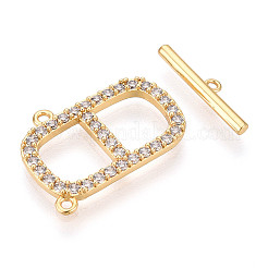 Brass Micro Pave Clear Cubic Zirconia Toggle Clasps&nbsp;KK-N254-74G