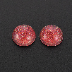クリアアクリルカボション  グリッターパウダー付き  半円  レッド  12x6mm&nbsp;TACR-N006-51B-06