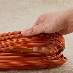 Peプラスチック模倣籐籐  立体織り素材  DIYのための  家具編み物  ストライプ柄のフラット  トマト  8x1.2mm  32 m /ロール&nbsp;KY-SZ0001-12C