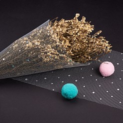 キラキラスパンコールデコメッシュリボン  チュール生地  スカートを作るためのチュールロールスプールファブリック  ホワイトスモーク  6インチ（15cm）  約25ヤード/ロール（22.86メートル/ロール）&nbsp;OCOR-P010-B-C02