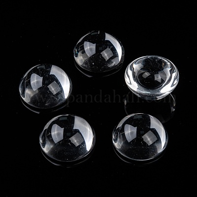 透明な半円形のガラスカボション  透明  24~25x11~12mm&nbsp;GGLA-R027-25mm-1