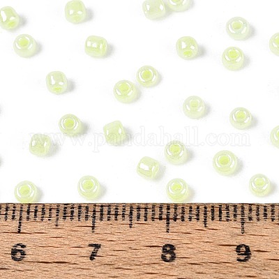 8/0 ガラスシードビーズ  セイロン  ラウンド  緑黄  3mm  穴：1mm  約2222個/100g&nbsp;X1-SEED-A011-3mm-152-1