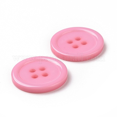 樹脂ボタン  染め  フラットラウンド  ピンク  20x3mm  穴：2mm  195個/袋&nbsp;RESI-D030-20mm-05-1