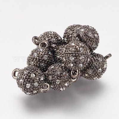 Alloy Rhinestone Magnetic Clasps with Loops&nbsp;RB-H116-2-B-1