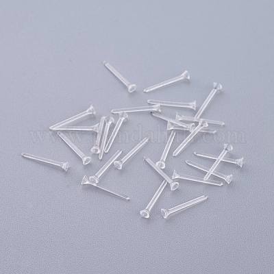 プラスチックスタッドピアスパーツ  透明  2mm  ピン：0.7mm  約1500個/袋&nbsp;KY-G006-02-2m-1