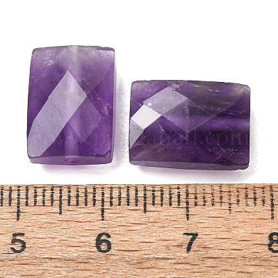 天然石アメジストビーズ 長方形 多面カット 14~14.5x10~10.5x5.5~6mm