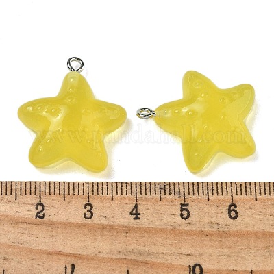 蓄光樹脂チャーム  鉄ループ付き  魚  ゴールド  25.5x23x8mm  穴：2mm&nbsp;RESI-R452-01D-1