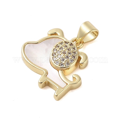 Brass Micro Pave Clear Cubic Zirconia Pendants&nbsp;KK-I712-41G-1