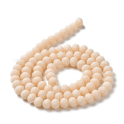 ガラスビーズ連売り  多面カット  艶消し  ロンデル  桃パフ  10mm  穴：1mm  約60~61個/連  46~48cm&nbsp;EGLA-A034-P10mm-MD05-1