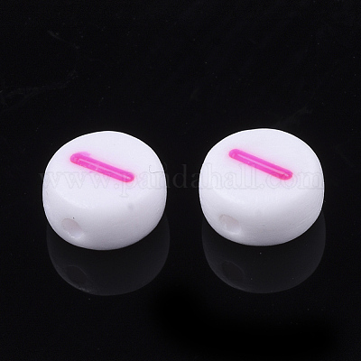 初期のアクリルビーズ  水平穴  フラットラウンド  ミックスカラー  文字.i  7x3.5~4mm  穴：1.2mm  約3700個/500g&nbsp;OACR-E001-20I-1