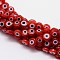 Handmade Evil Eye Lampwork Flat Round Bead Strands, Red, 10x4mm, Hole: 1mm, about 38pcs/strand, 14 inch