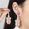 Easter Acrylic Dangle Stud Earrings, Rabbit, Colorful, 60x19mm