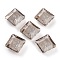 Embossed Glass Rhinestone Pendants, Abnormity Embossed Style, Rhombus, Faceted, Satin, Diagonal Length: 13mm, Side Length: 10mm, 13x13x5mm, Hole: 1.2mm