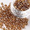 6/0 Glass Seed Beads, Trans. Colours Lustered, Round, Dark Goldenrod, 4mm, Hole: 1.5mm, about 4500pcs/pound